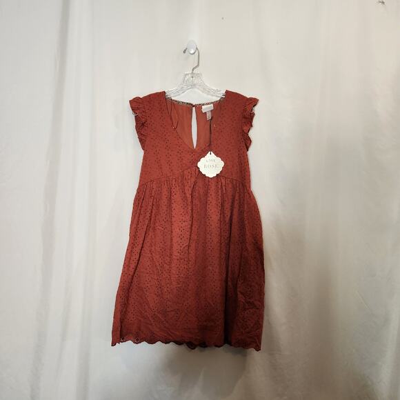 KNOX ROSE Desert Rose Orange Boho Bohemian Babydoll Mini Dress Womens Small NEW - Picture 1 of 10